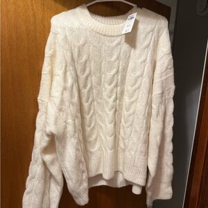 Cozy White Cable Knit Sweater